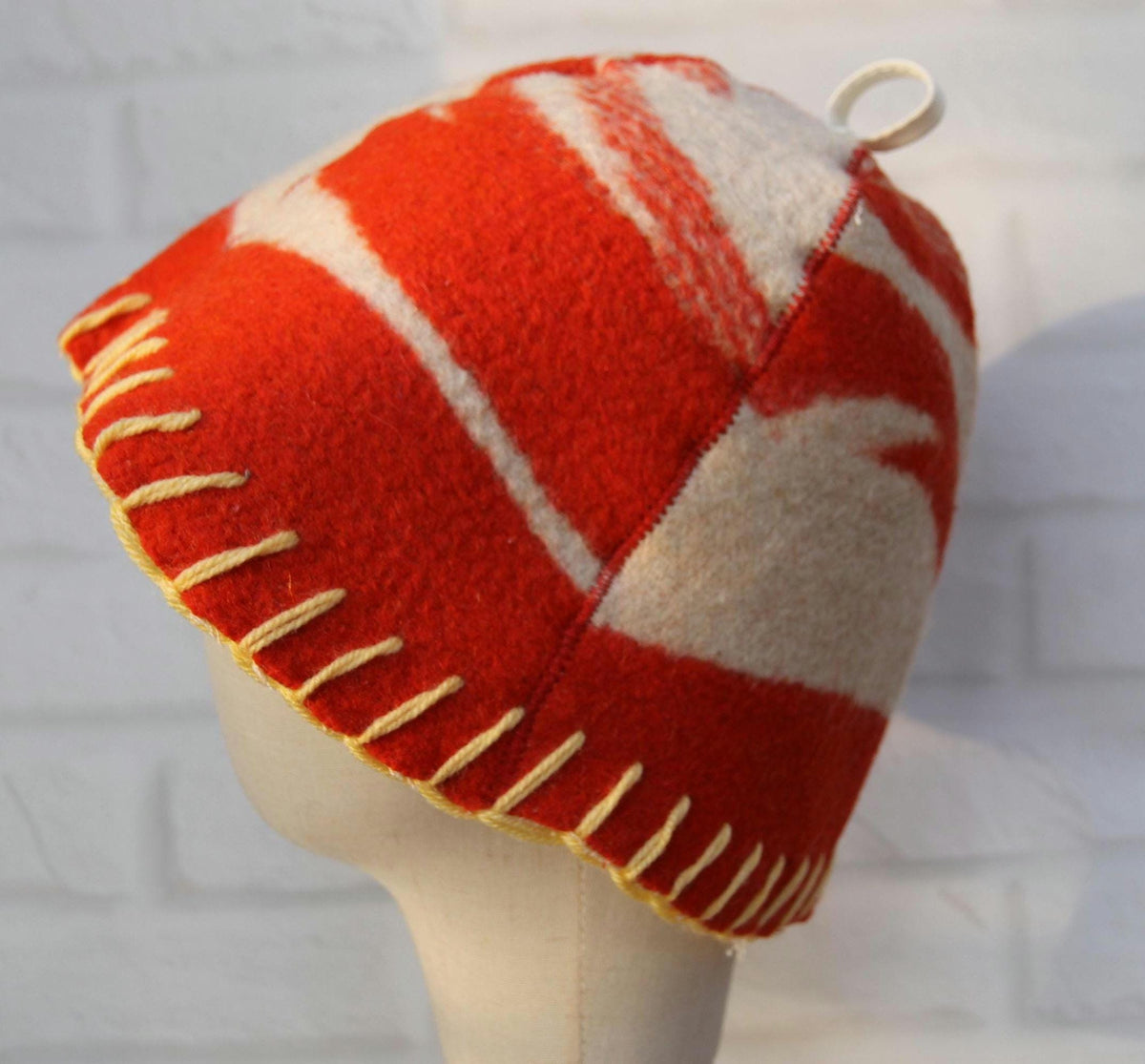 Reversible Upcycled Wool Blanket Sauna Hat, Handmade Banya Cap, Heat Protection, Eco-Friendly Spa