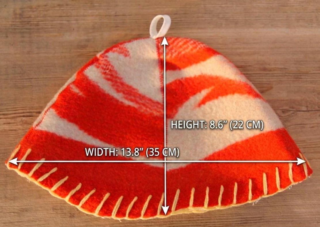 Reversible Upcycled Wool Blanket Sauna Hat, Handmade Banya Cap, Heat Protection, Eco-Friendly Spa