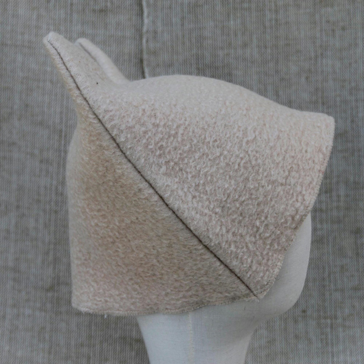 Felted Wool Sauna Hat with Ears, Banya Cap, Cozy Winter Walking Beanie