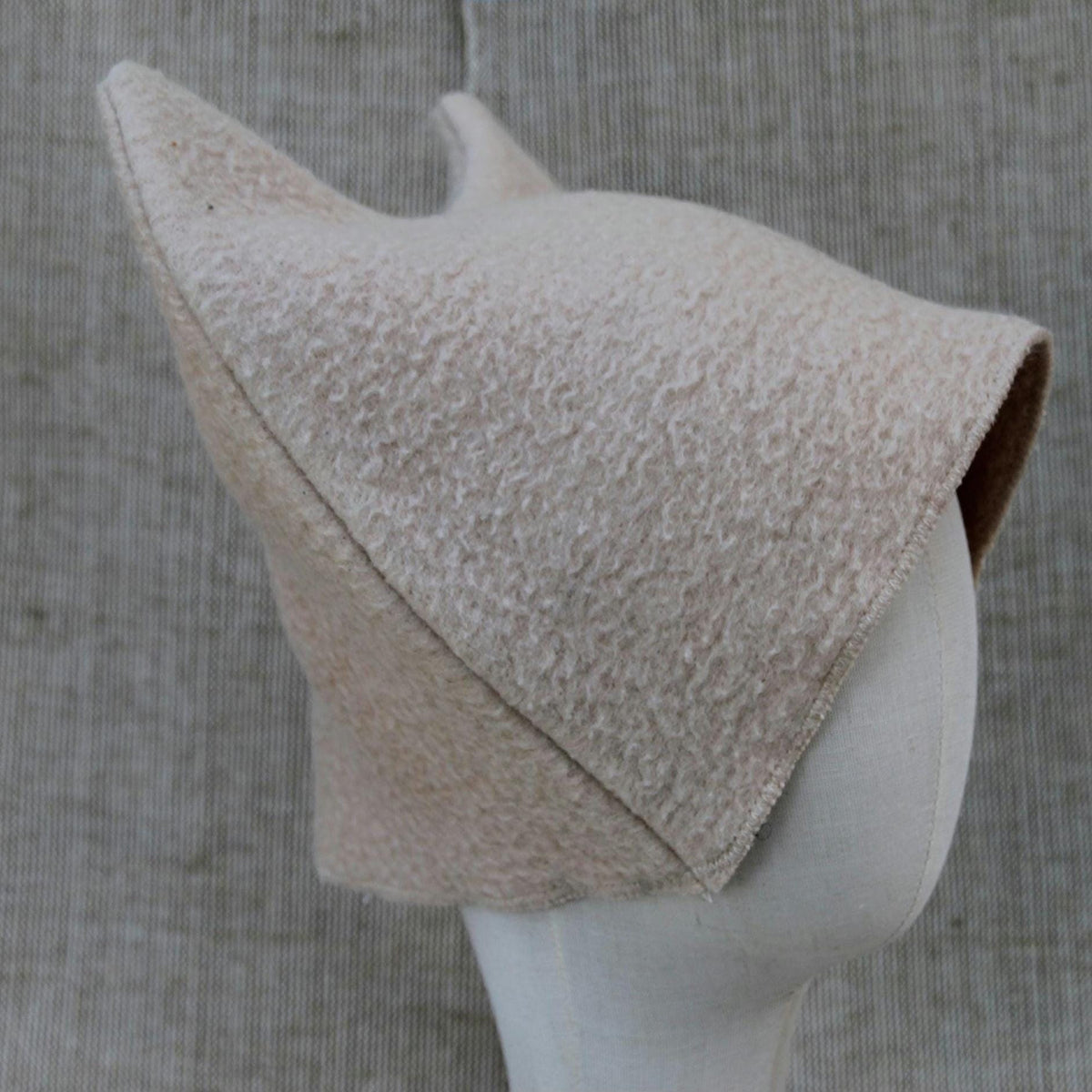 Felted Wool Sauna Hat with Ears, Banya Cap, Cozy Winter Walking Beanie