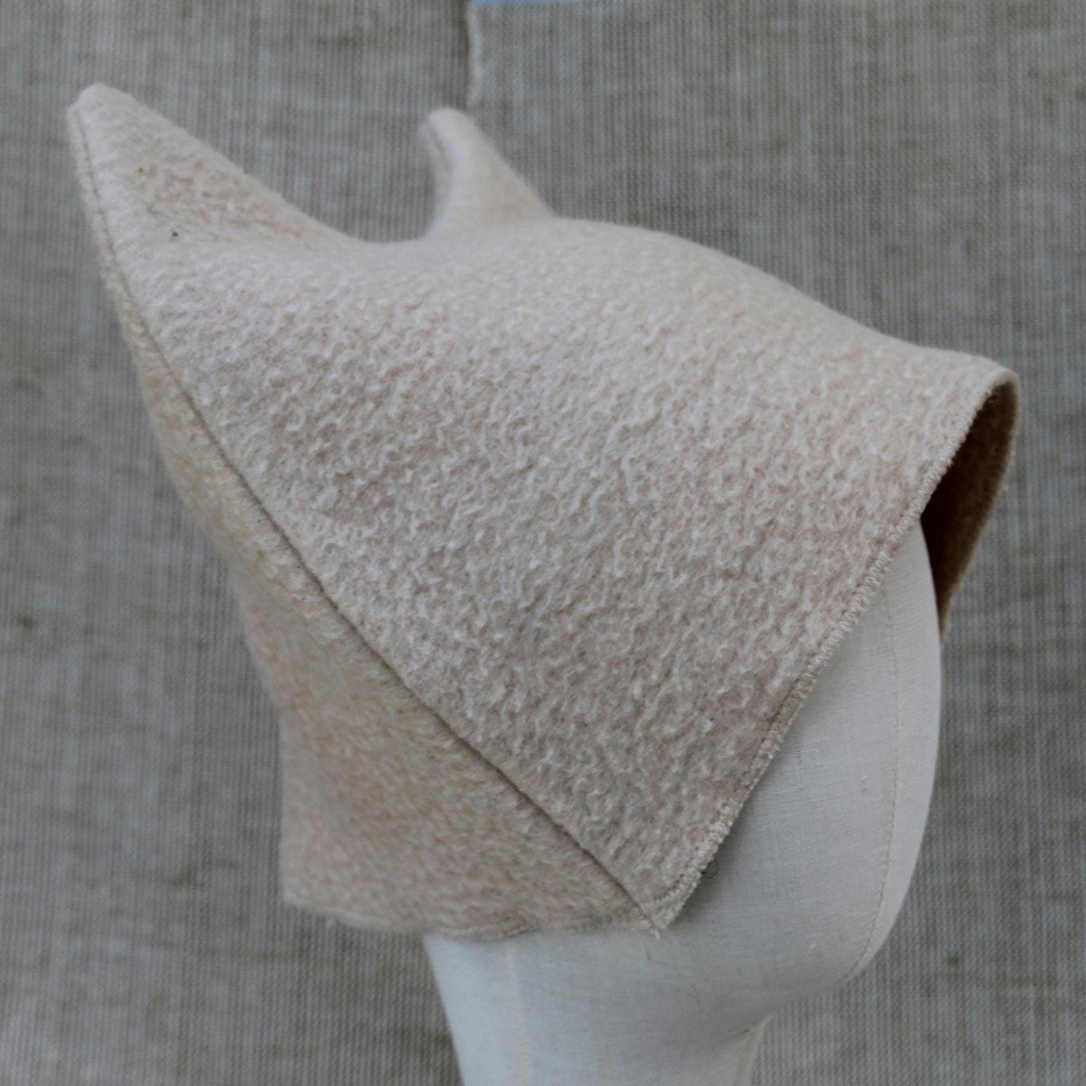Felted Wool Sauna Hat with Ears, Banya Cap, Cozy Winter Walking Beanie