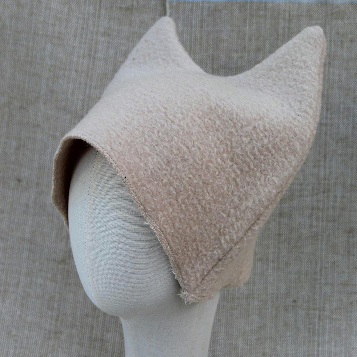 Felted Wool Sauna Hat with Ears, Banya Cap, Cozy Winter Walking Beanie