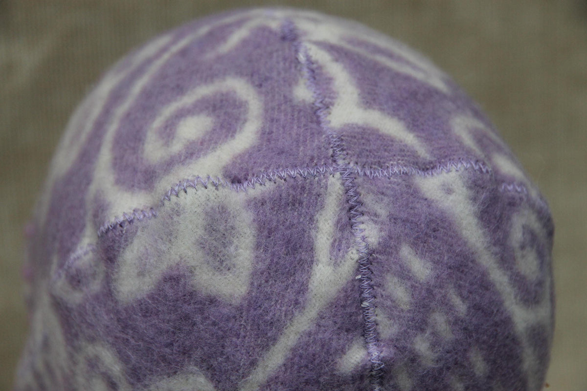 Reversible Wool Sauna Hat, Floral Patterned Bath Cap, Cozy Banya Felted Protection