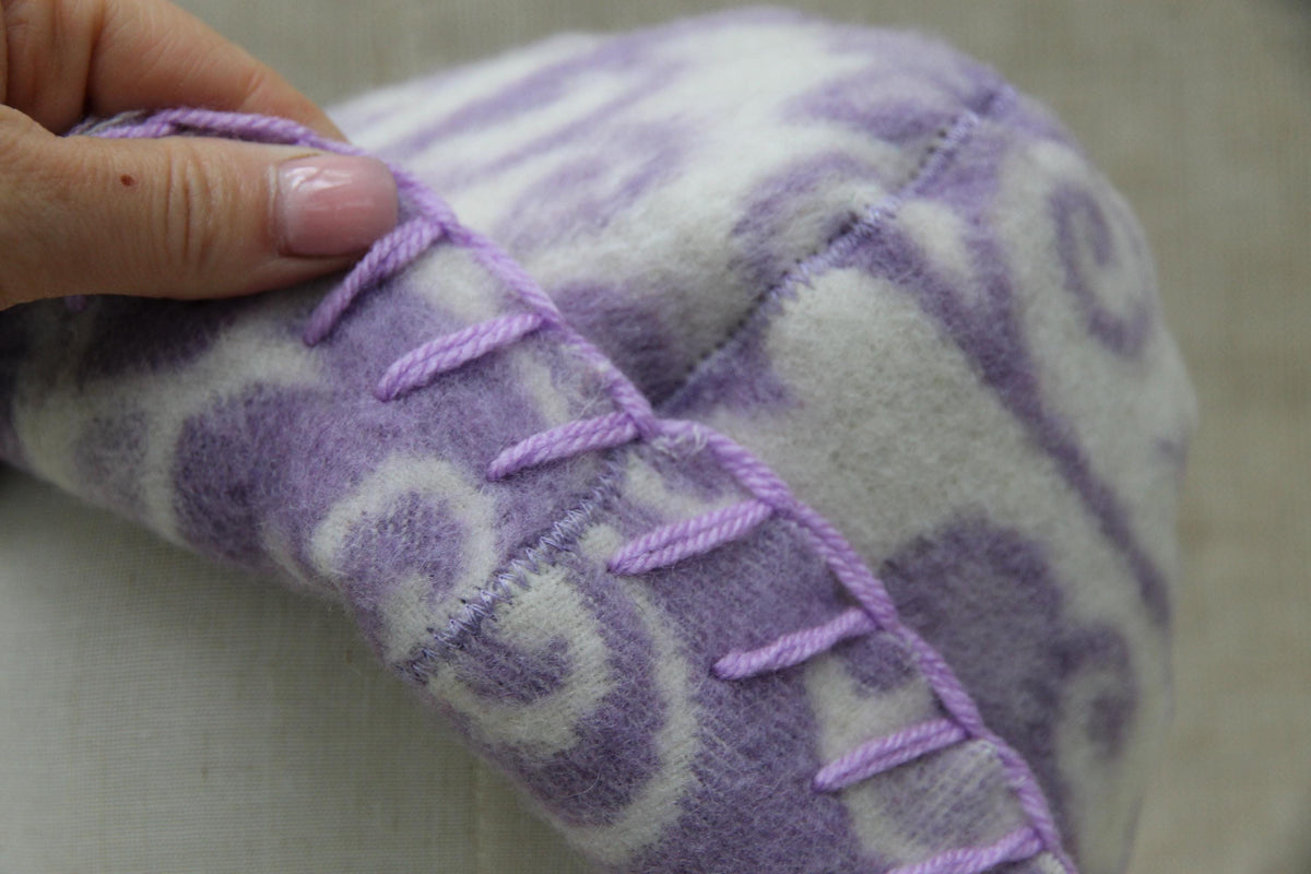 Reversible Wool Sauna Hat, Floral Patterned Bath Cap, Cozy Banya Felted Protection