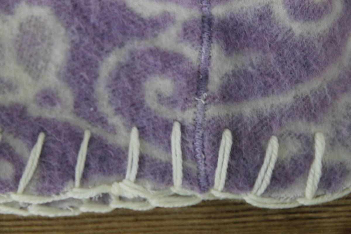 Reversible Lavender Wool Sauna Hat, Upcycled Blanket Bucket Cap, Spa Banya Accessory