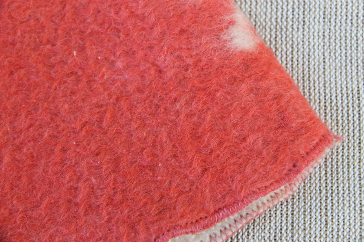 Upcycled Wool Sauna Hat, Coral Red Cream Banya Cap, Eco Felted Spa Bonnet