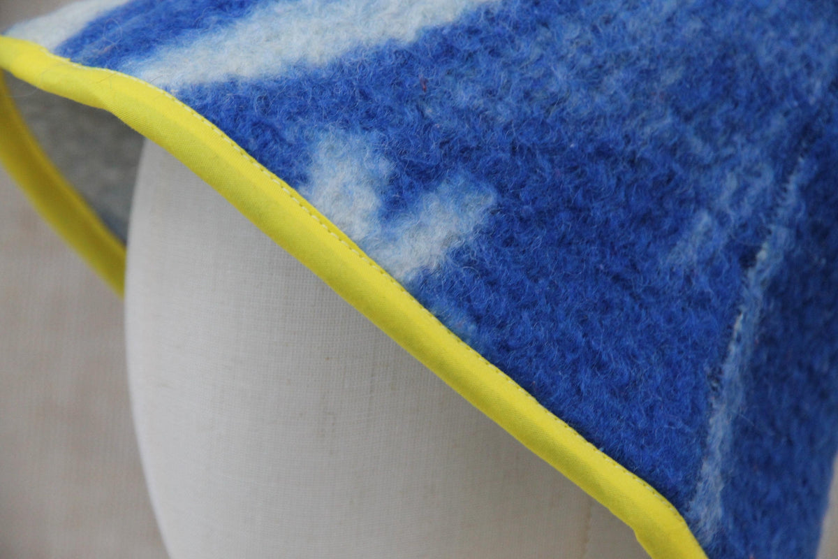 Wool Sauna Hat for Bath, Handmade blue Banya Hat.