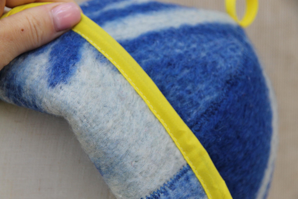 Wool Sauna Hat for Bath, Handmade blue Banya Hat.