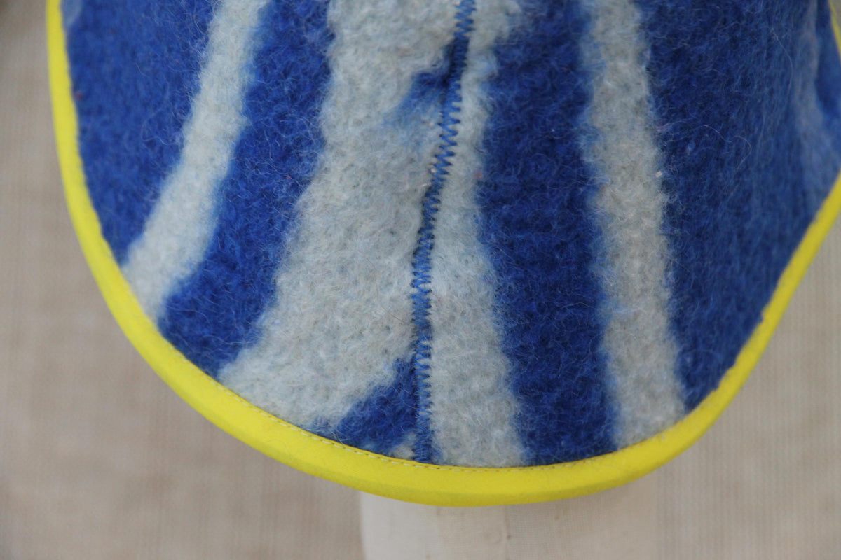 Wool Sauna Hat for Bath, Handmade blue Banya Hat.