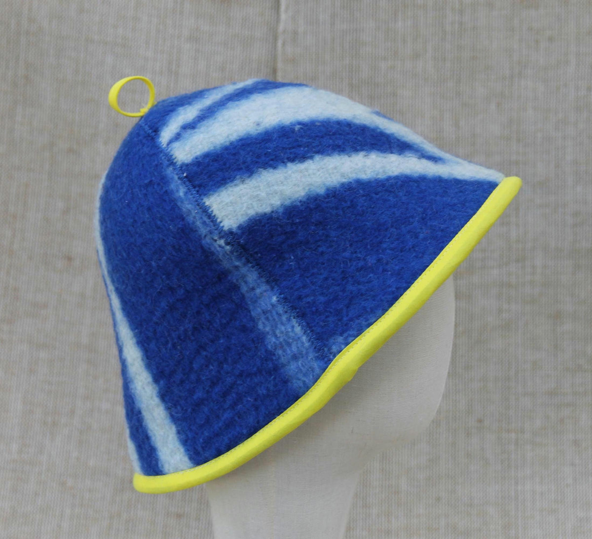 Wool Sauna Hat for Bath, Handmade blue Banya Hat.