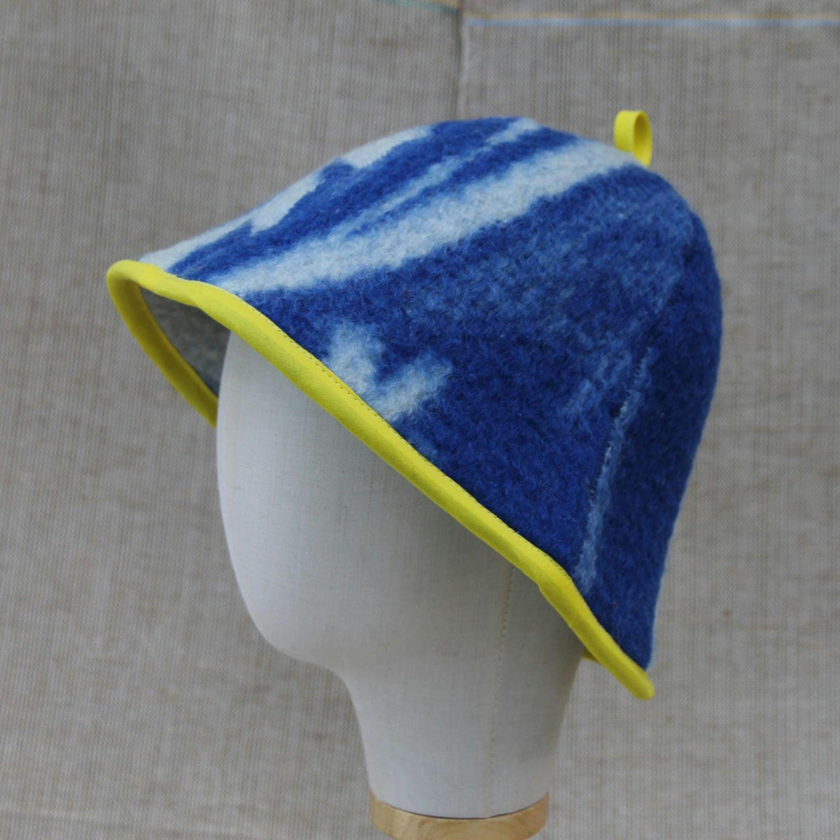 Wool Sauna Hat for Bath, Handmade blue Banya Hat.