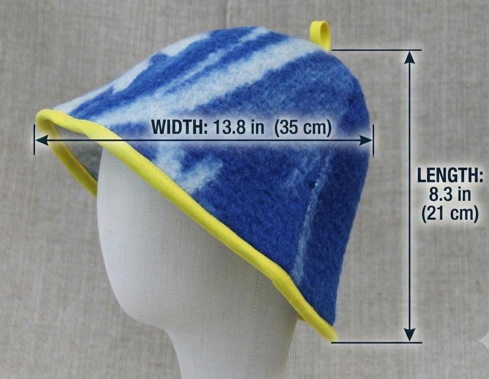 Wool Sauna Hat for Bath, Handmade blue Banya Hat.
