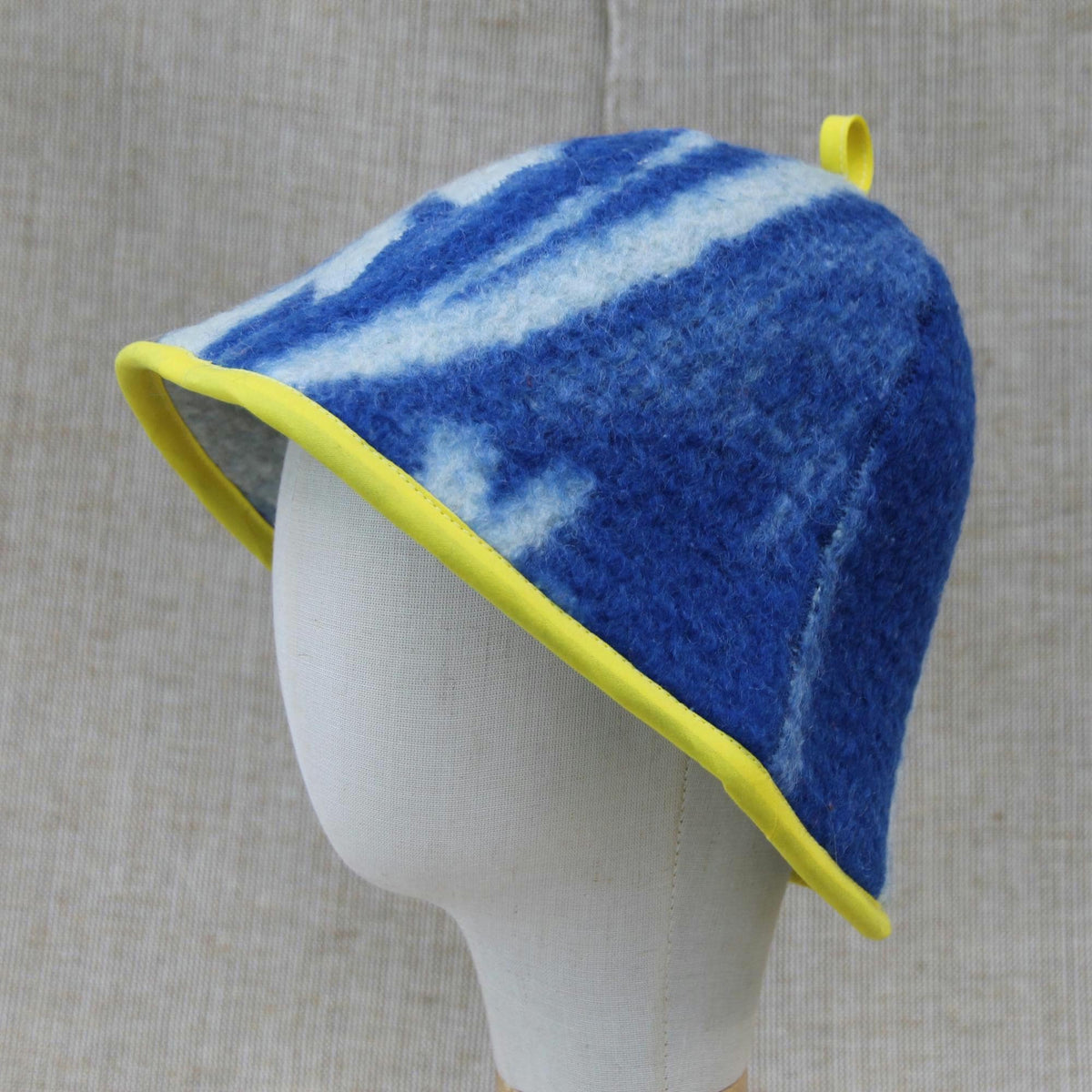 Wool Sauna Hat for Bath, Handmade blue Banya Hat.