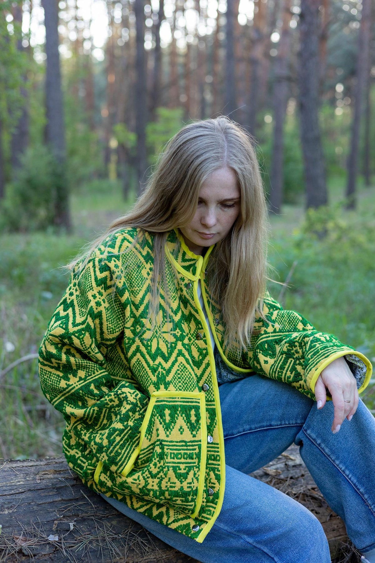 Upcycled Vintage Geometric Quilted Jacket, Boho Eco-Friendly Festival Wear