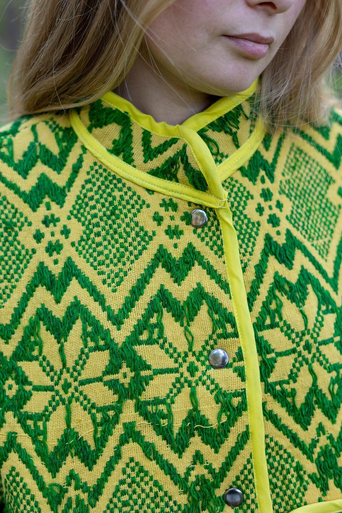 Upcycled Vintage Geometric Quilted Jacket, Boho Eco-Friendly Festival Wear