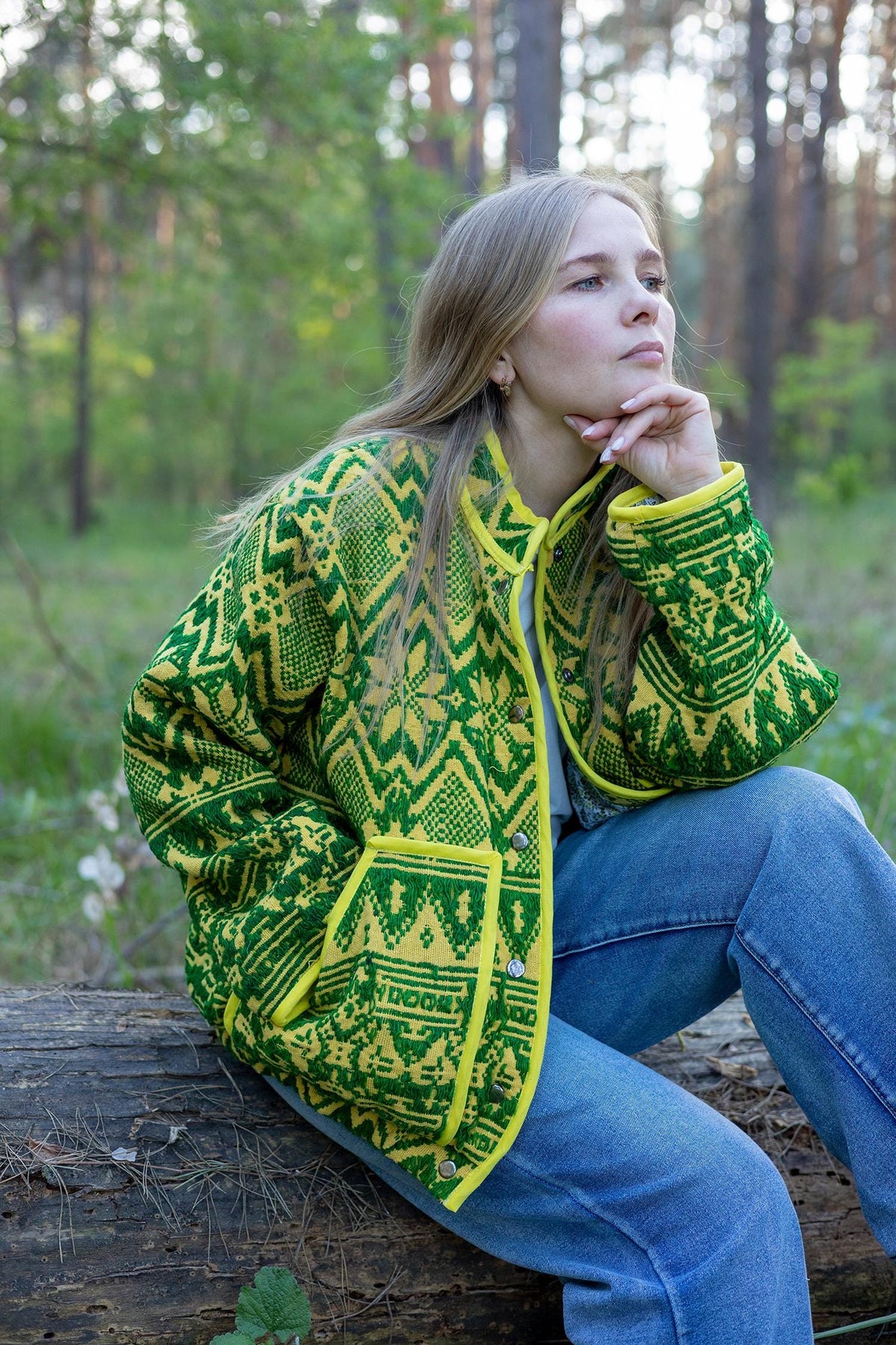 Upcycled Vintage Geometric Quilted Jacket, Boho Eco-Friendly Festival Wear
