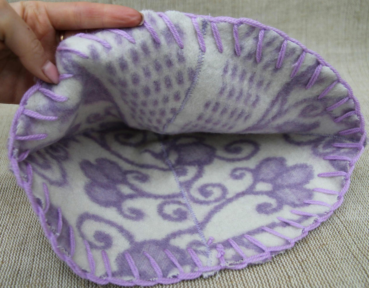 Reversible Wool Sauna Hat, Floral Patterned Bath Cap, Cozy Banya Felted Protection