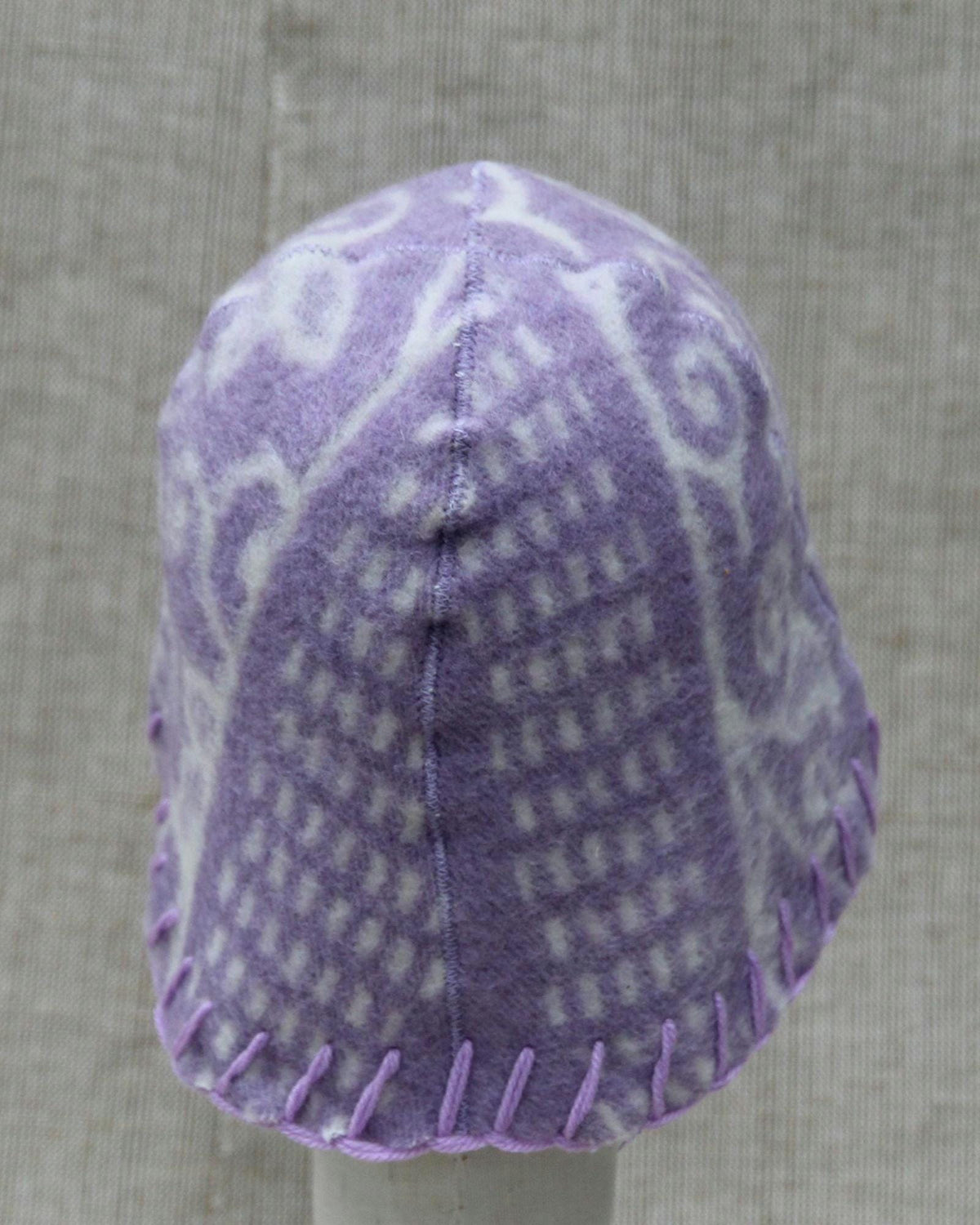 Reversible Wool Sauna Hat, Floral Patterned Bath Cap, Cozy Banya Felted Protection