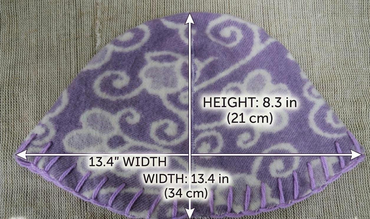 Reversible Wool Sauna Hat, Floral Patterned Bath Cap, Cozy Banya Felted Protection