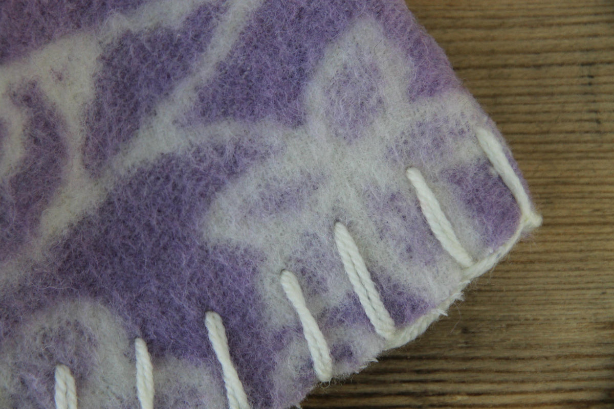 Reversible Lavender Wool Sauna Hat, Upcycled Blanket Bucket Cap, Spa Banya Accessory