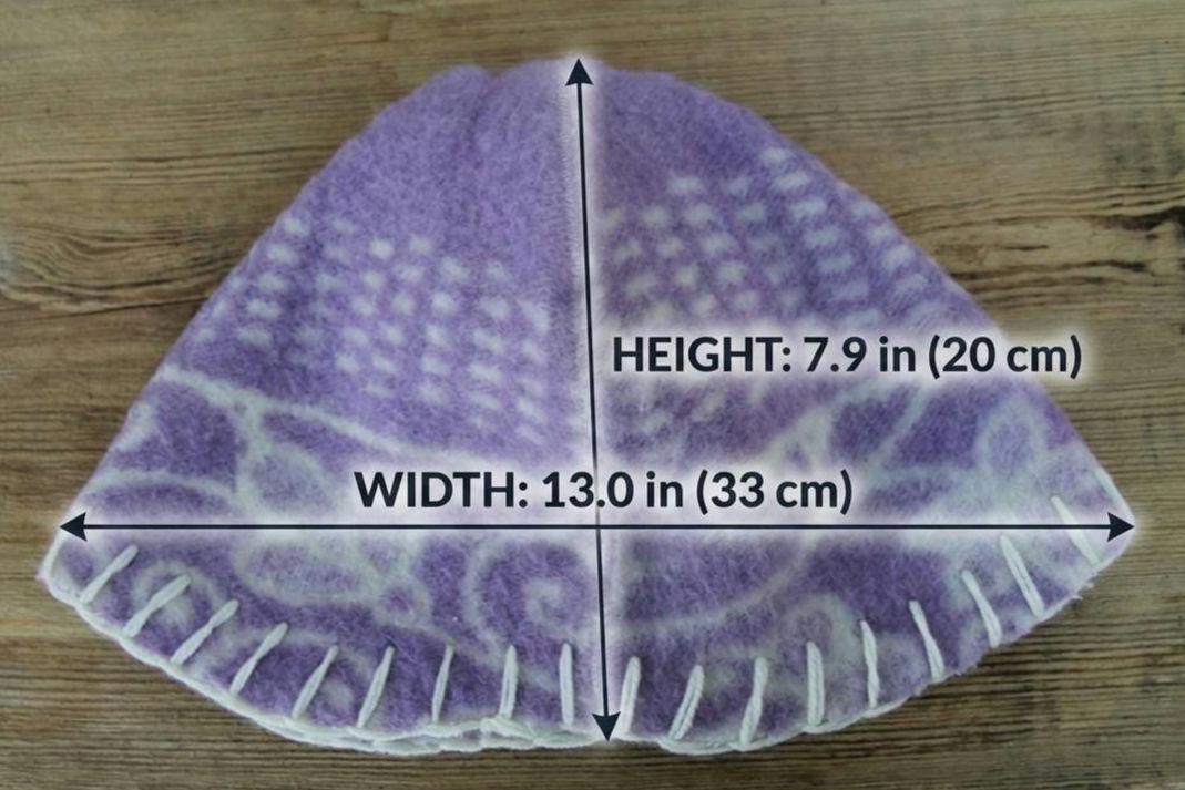 Reversible Lavender Wool Sauna Hat, Upcycled Blanket Bucket Cap, Spa Banya Accessory