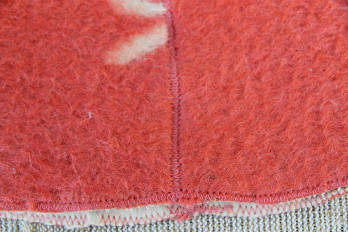 Upcycled Wool Sauna Hat, Coral Red Cream Banya Cap, Eco Felted Spa Bonnet
