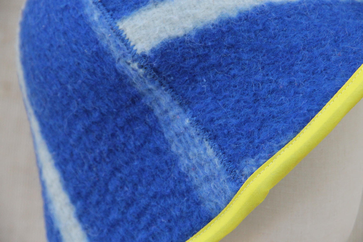 Wool Sauna Hat for Bath, Handmade blue Banya Hat.
