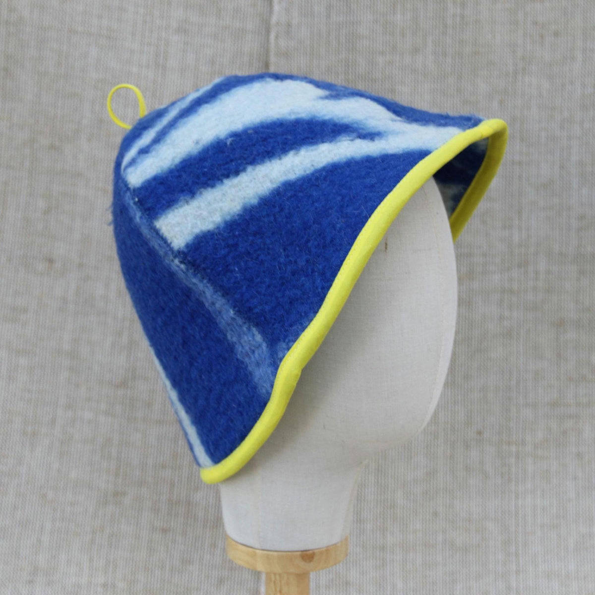 Wool Sauna Hat for Bath, Handmade blue Banya Hat.