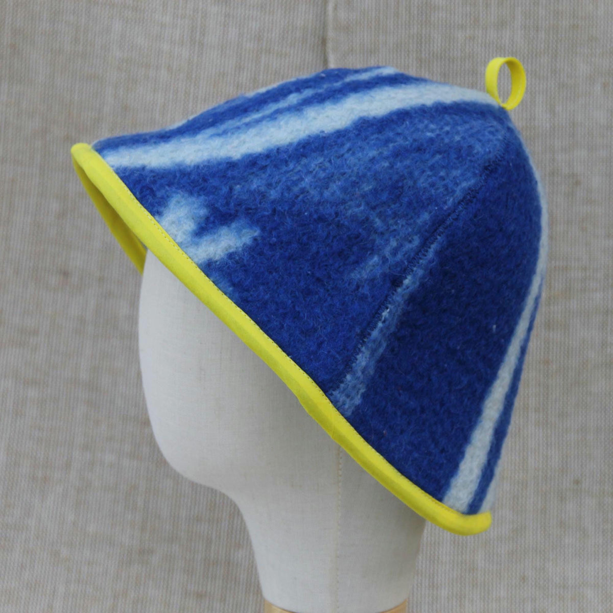 Wool Sauna Hat for Bath, Handmade blue Banya Hat.