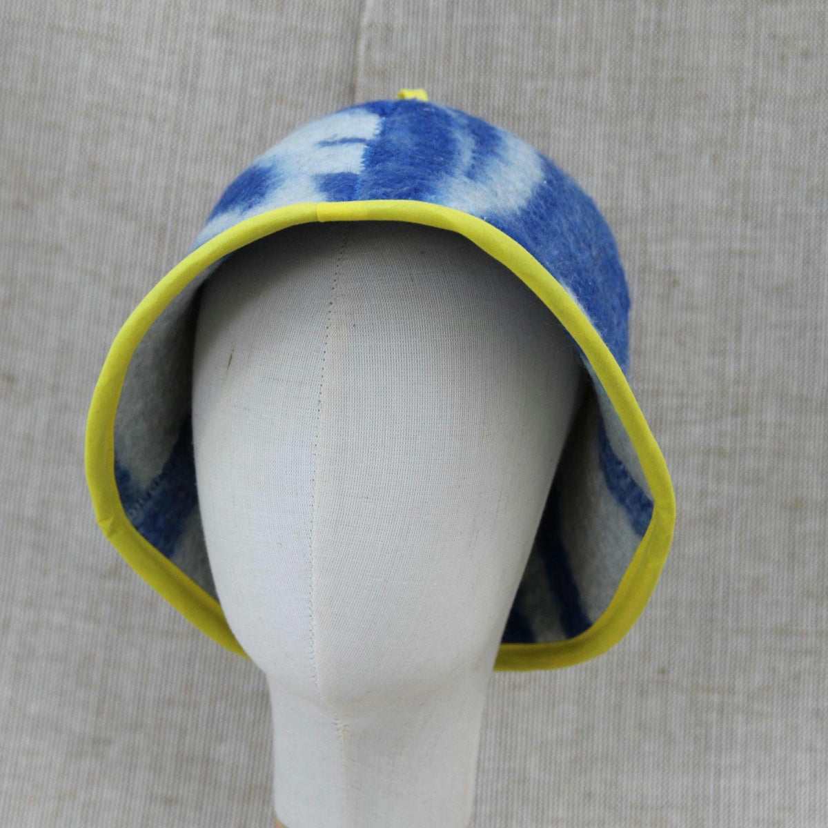 Wool Sauna Hat for Bath, Handmade blue Banya Hat.