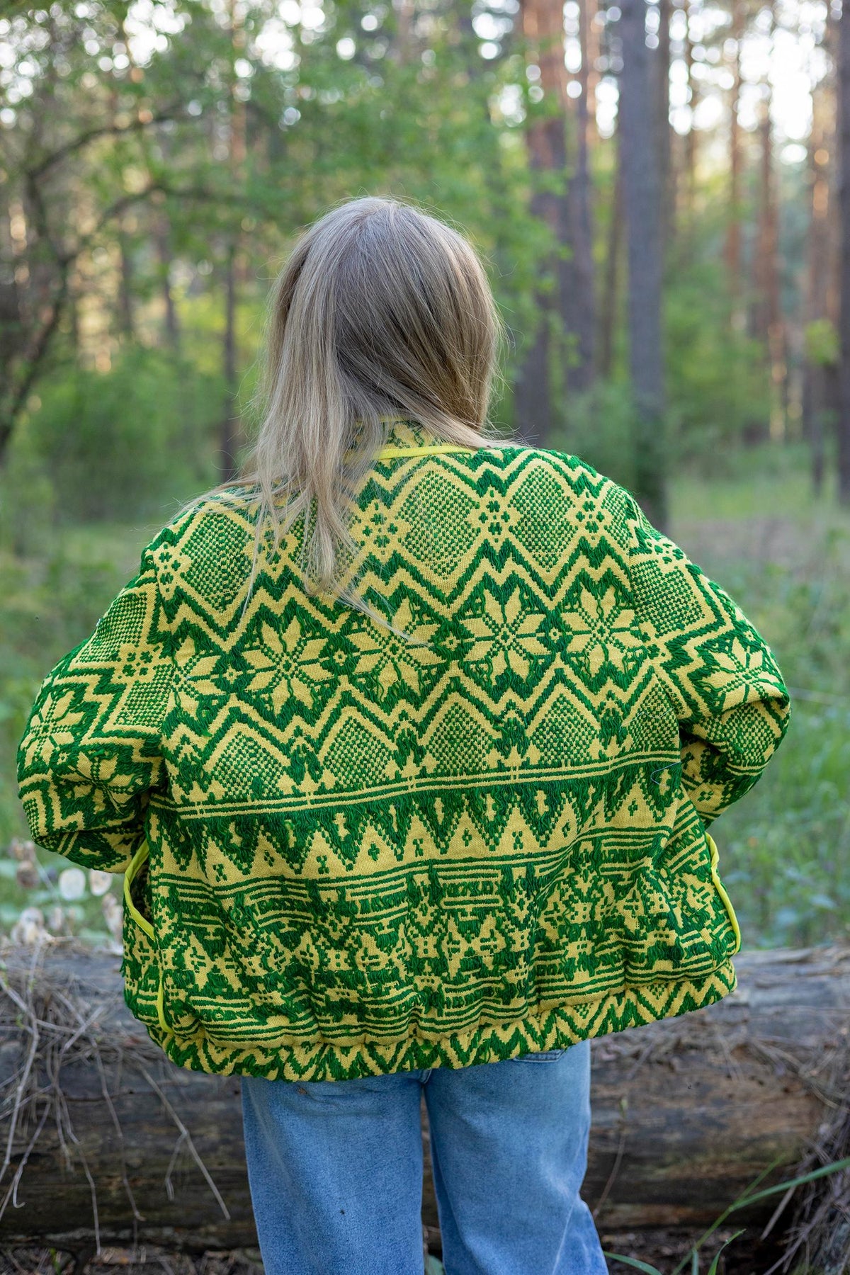 Upcycled Vintage Geometric Quilted Jacket, Boho Eco-Friendly Festival Wear