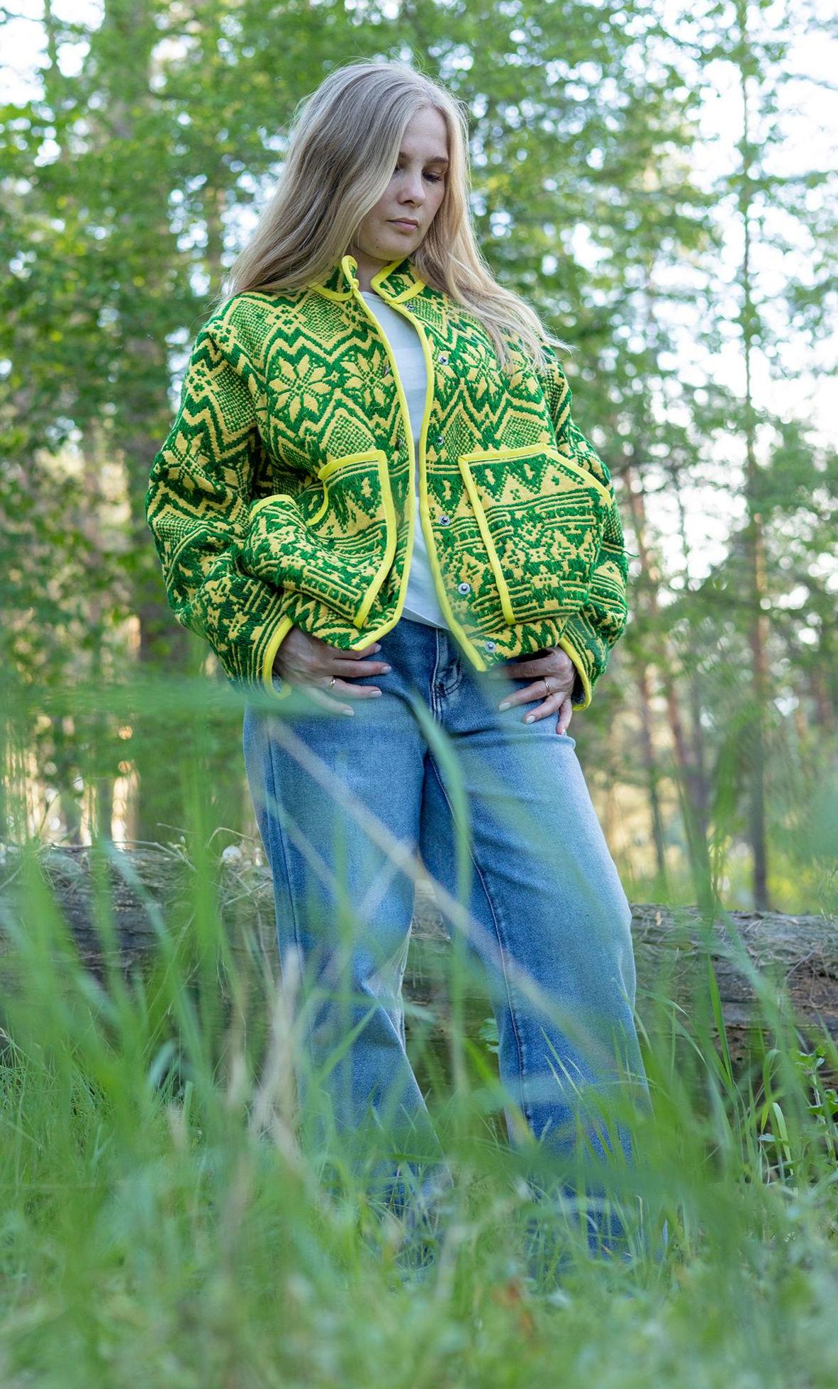 Upcycled Vintage Geometric Quilted Jacket, Boho Eco-Friendly Festival Wear