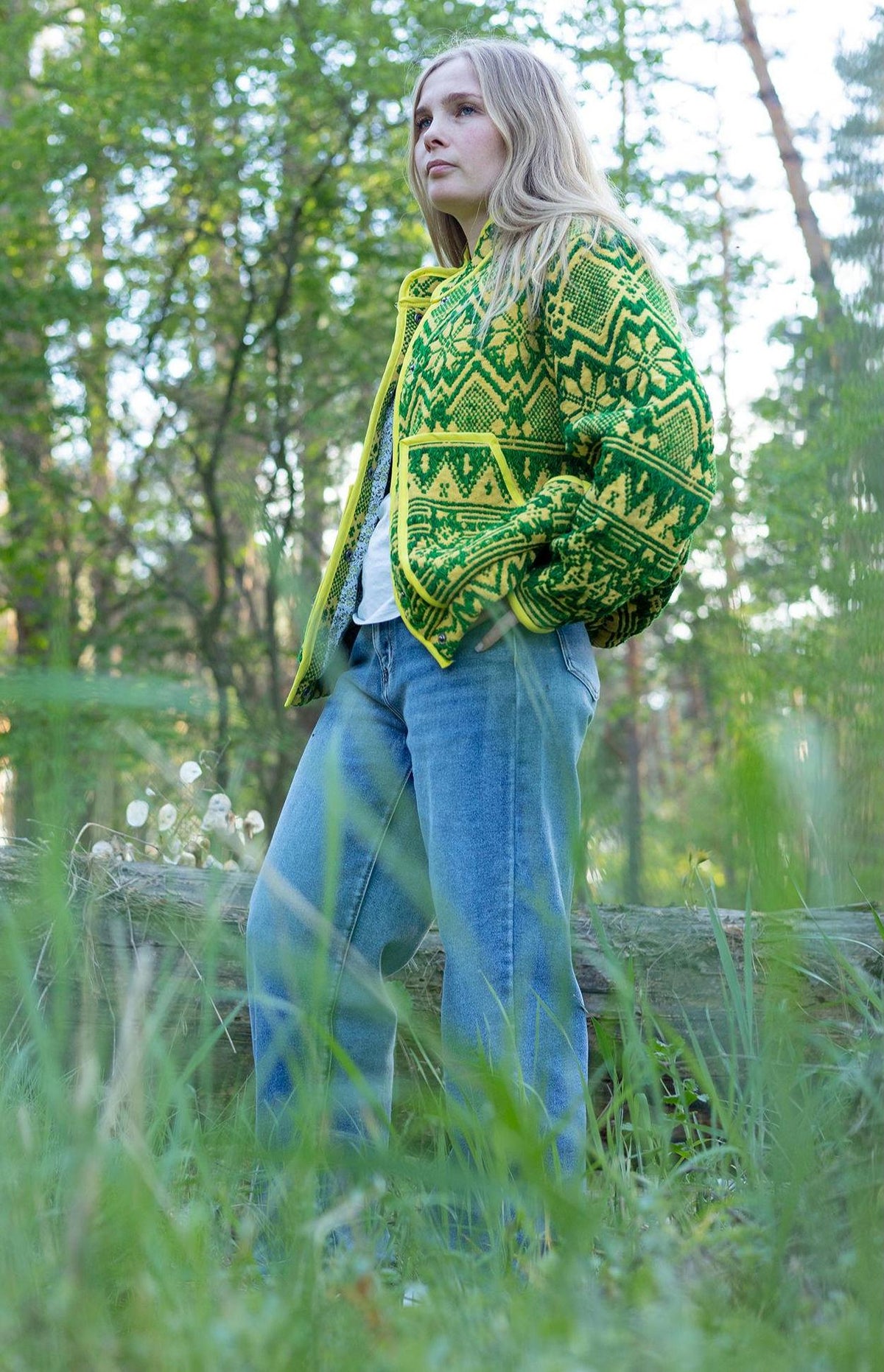 Upcycled Vintage Geometric Quilted Jacket, Boho Eco-Friendly Festival Wear