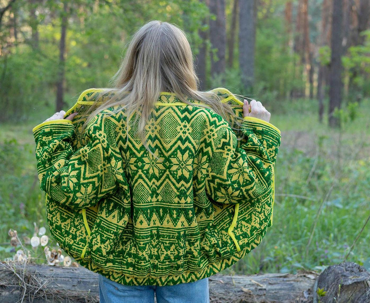 Upcycled Vintage Geometric Quilted Jacket, Boho Eco-Friendly Festival Wear