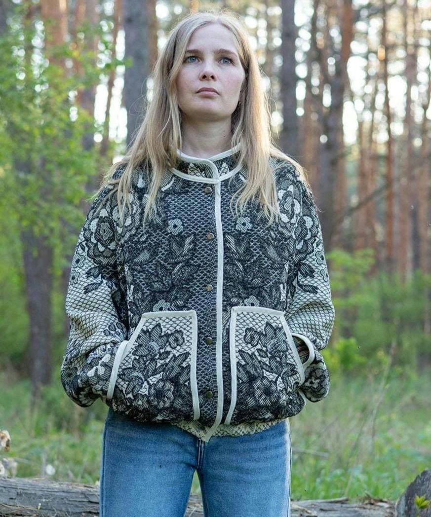 Upcycled Vintage Blanket Jacket, Oversized Quilted Bomber Coat, Eco-Friendly Statement Outerwear, Size M-L