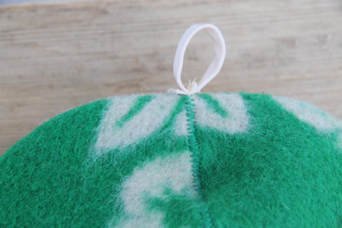 Handmade Felted Wool Sauna Hat, Green Floral Banya Cap, Spa Head Protection, Bath Accessory