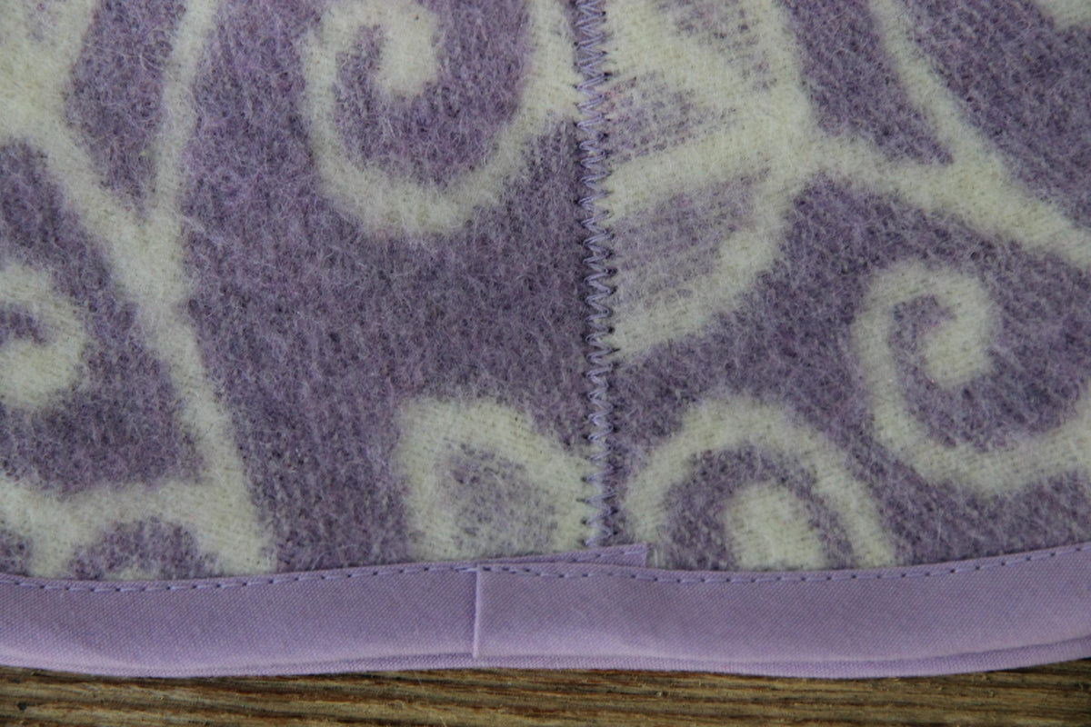 Reversible Lavender Floral Wool Sauna Hat, Banya Spa Head Protection, Bucket Style