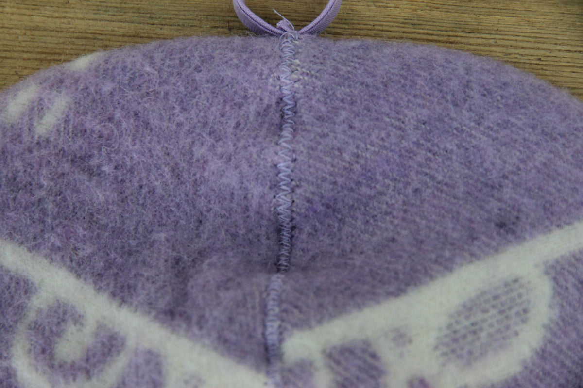 Reversible Lavender Floral Wool Sauna Hat, Banya Spa Head Protection, Bucket Style