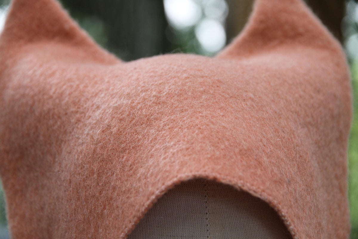 Upcycled Wool Cat Ear Sauna Hat, Felted Banya Bath Cap, Eco-Friendly Spa Accessory