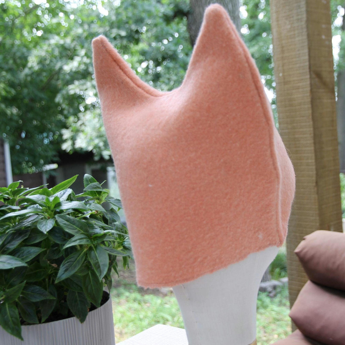 Upcycled Wool Cat Ear Sauna Hat, Felted Banya Bath Cap, Eco-Friendly Spa Accessory