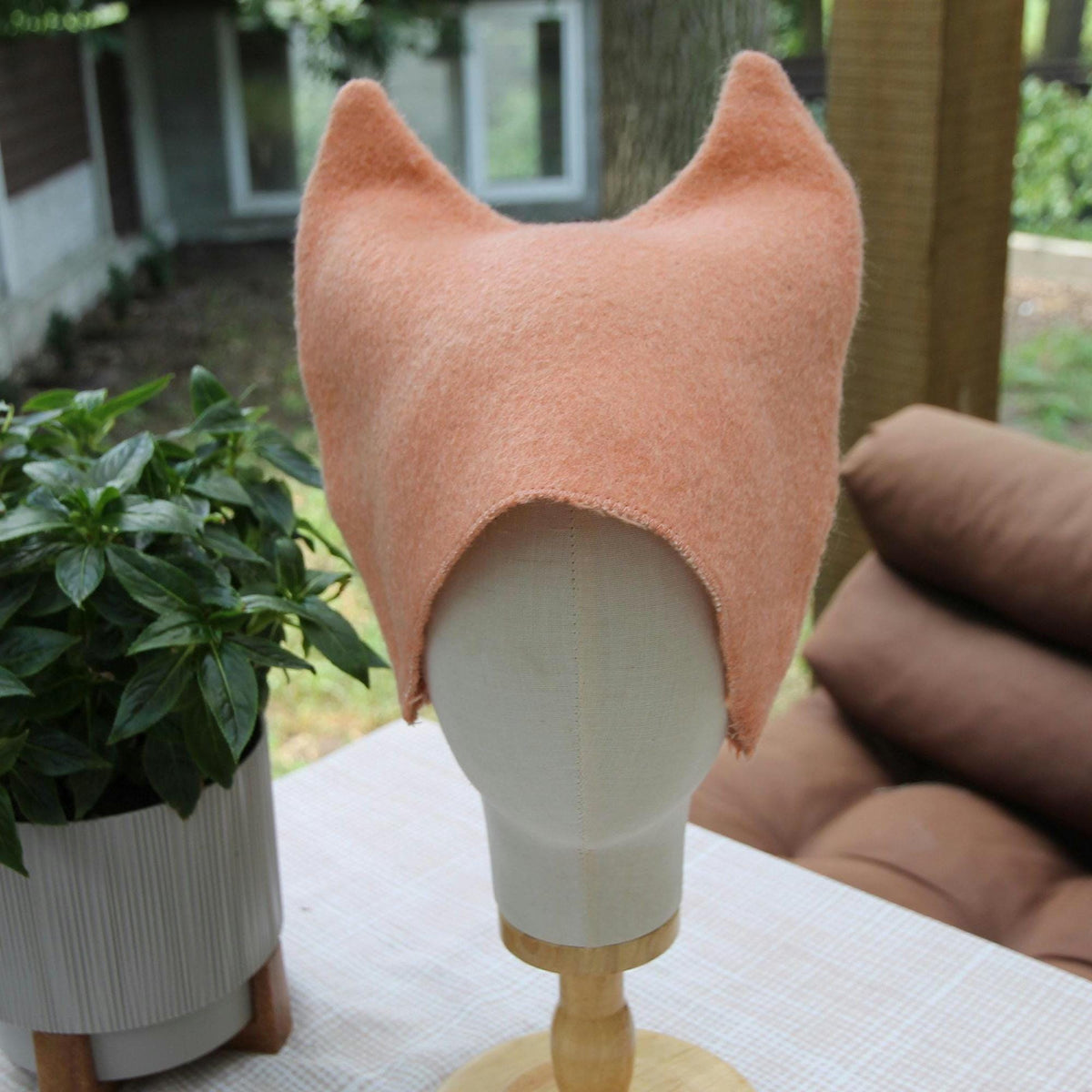 Upcycled Wool Cat Ear Sauna Hat, Felted Banya Bath Cap, Eco-Friendly Spa Accessory