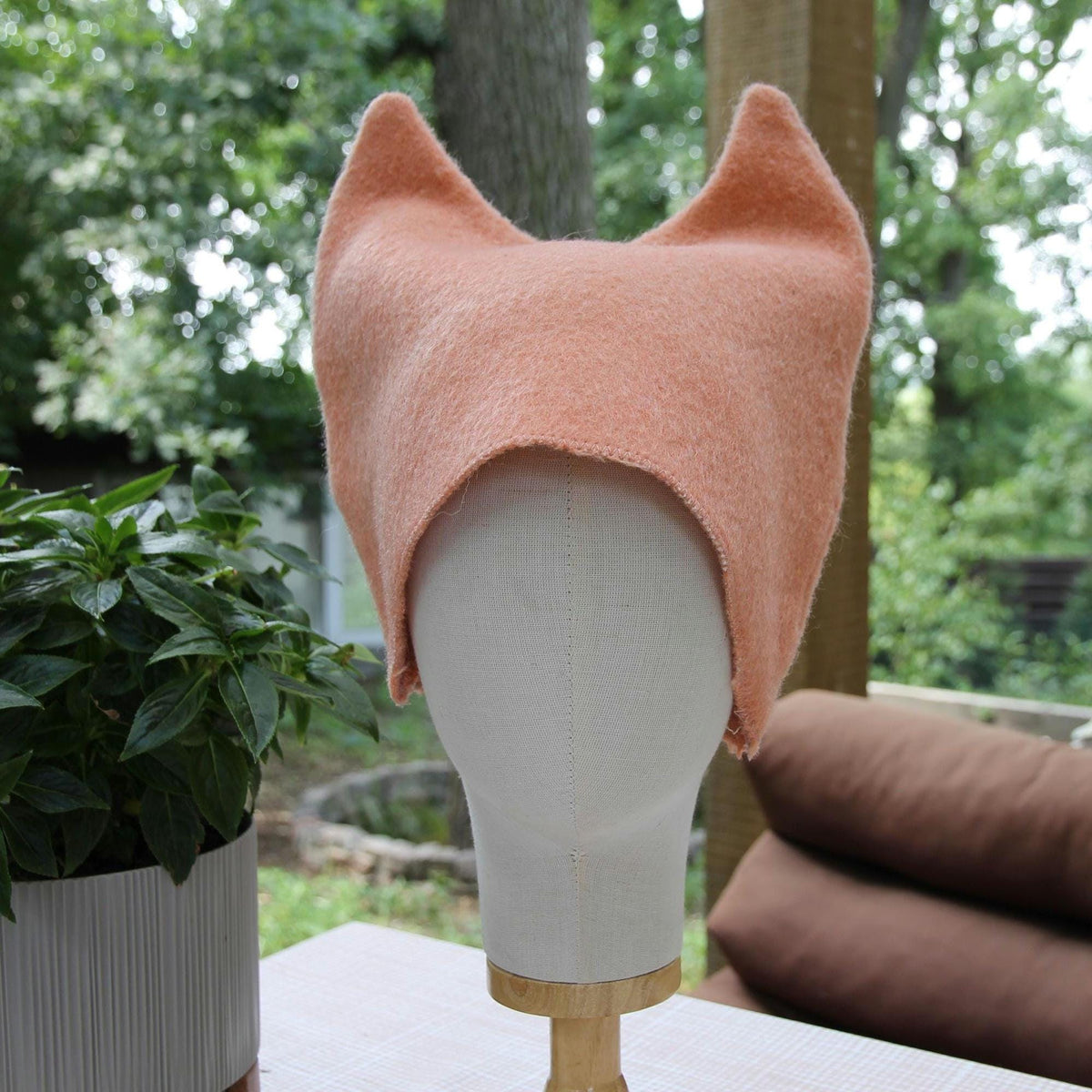 Upcycled Wool Cat Ear Sauna Hat, Felted Banya Bath Cap, Eco-Friendly Spa Accessory
