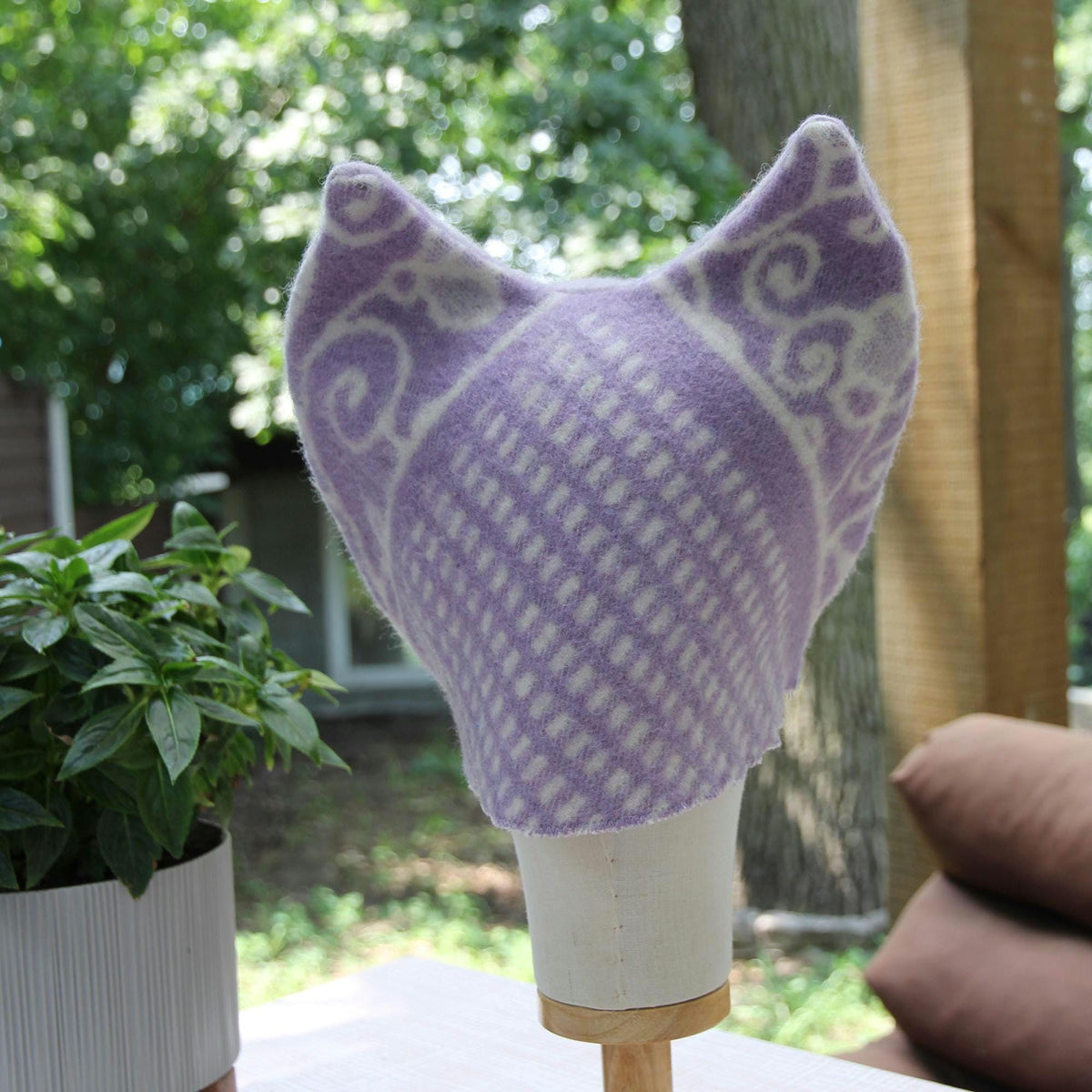 Upcycled Wool Owl Sauna Hat, Banya Bath Cap, Eco-Friendly Spa Accessory