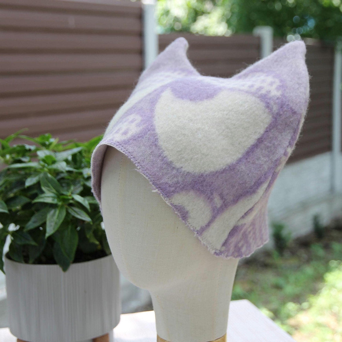 Upcycled Wool Owl Sauna Hat, Banya Bath Cap, Eco-Friendly Spa Accessory