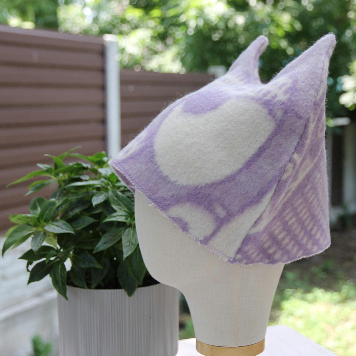 Upcycled Wool Owl Sauna Hat, Banya Bath Cap, Eco-Friendly Spa Accessory