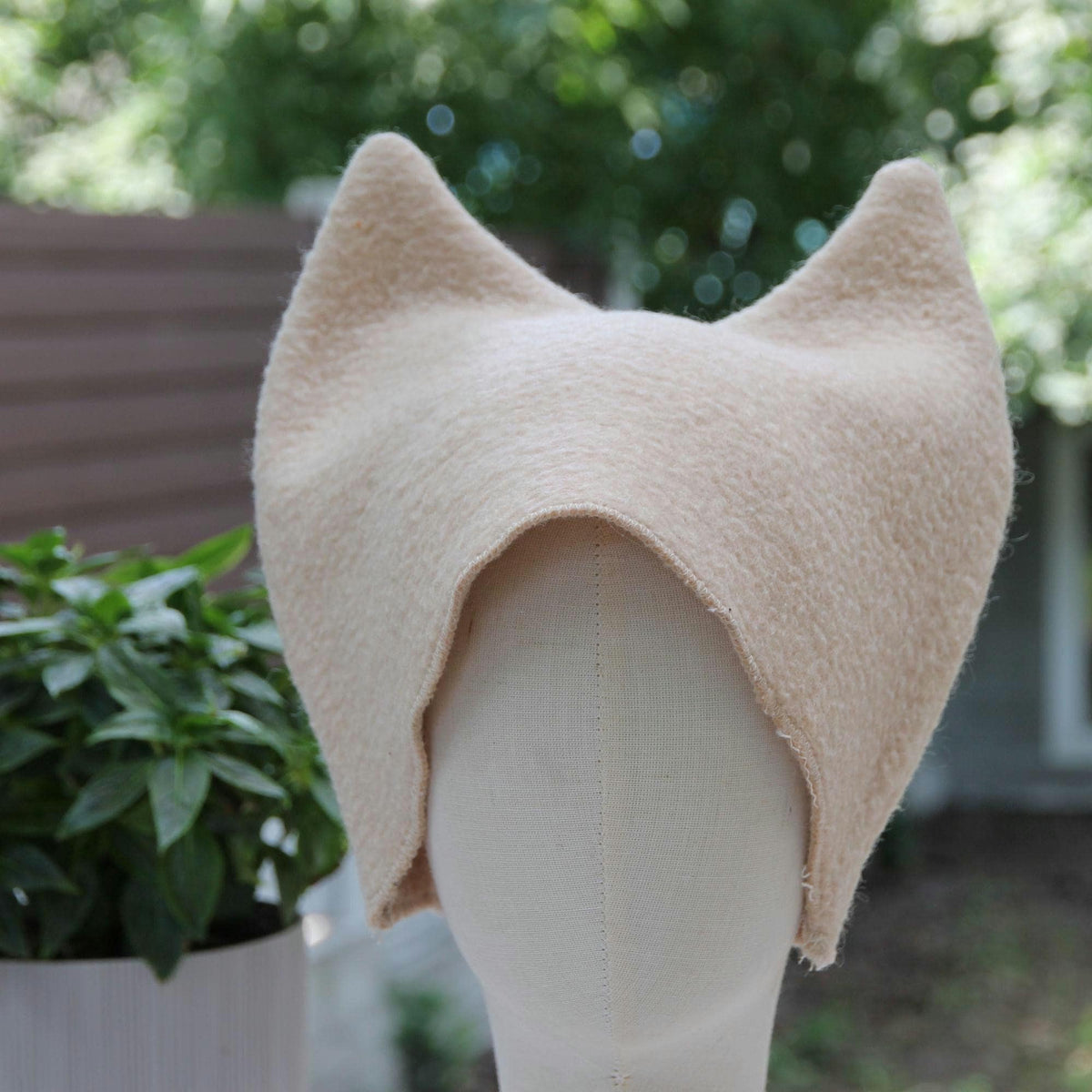 Upcycled Wool Cat Ear Sauna Hat, Minimalist Banya Bathing Cap, Eco-Friendly Spa Accessory