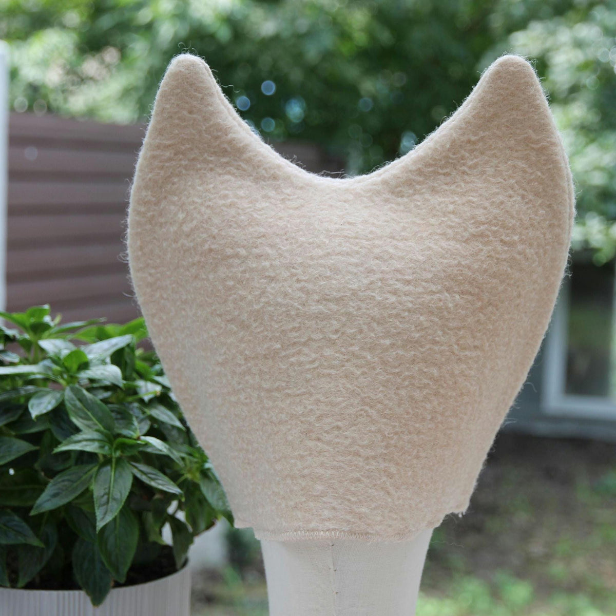 Upcycled Wool Cat Ear Sauna Hat, Minimalist Banya Bathing Cap, Eco-Friendly Spa Accessory