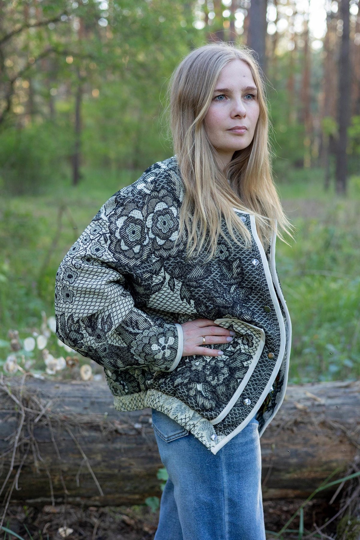 Upcycled Vintage Blanket Jacket, Oversized Quilted Bomber Coat, Eco-Friendly Statement Outerwear, Size M-L