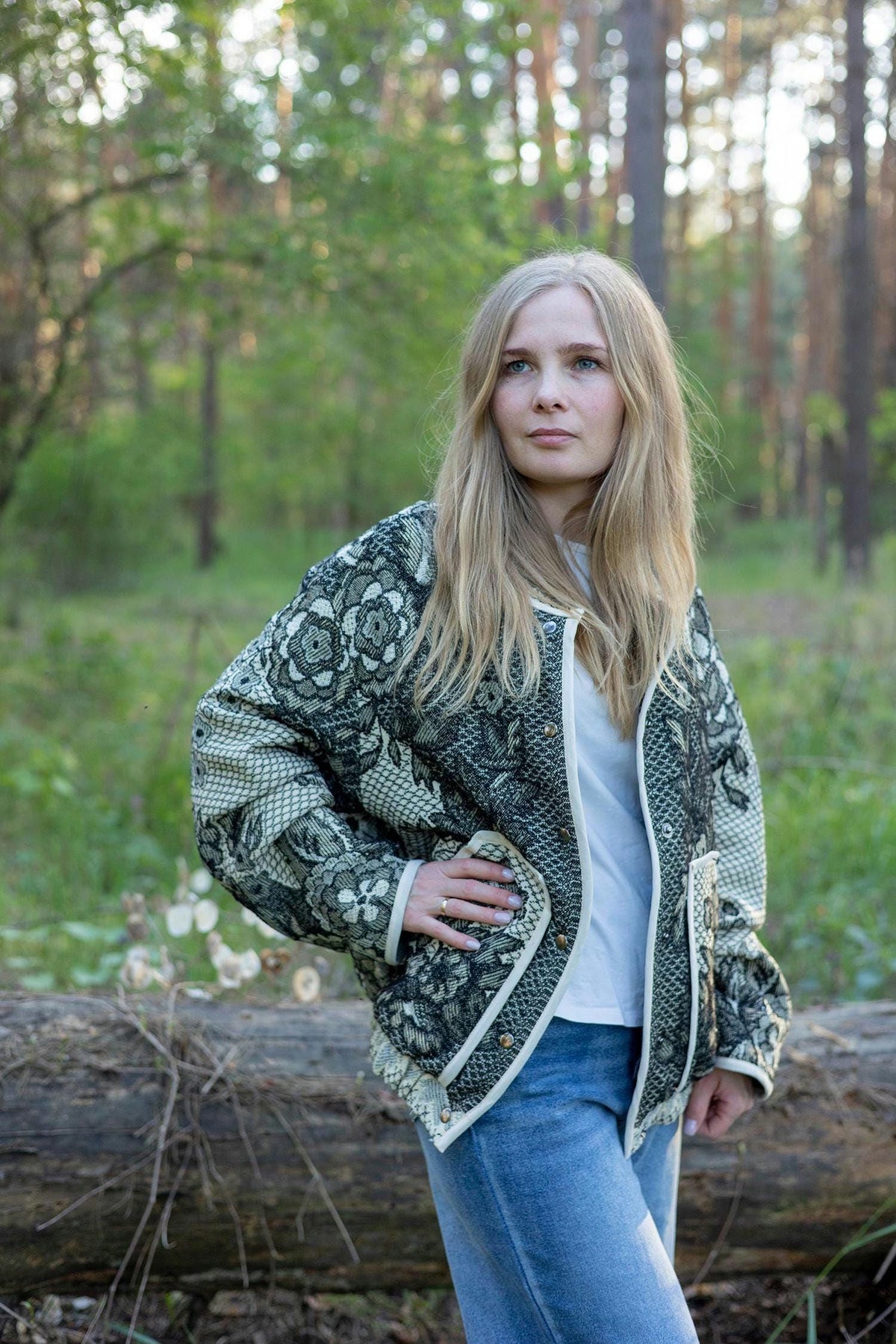 Upcycled Vintage Blanket Jacket, Oversized Quilted Bomber Coat, Eco-Friendly Statement Outerwear, Size M-L