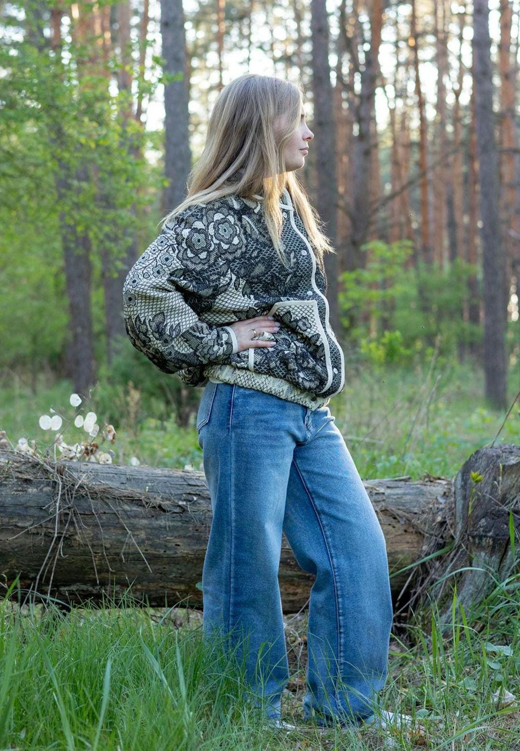 Upcycled Vintage Blanket Jacket, Oversized Quilted Bomber Coat, Eco-Friendly Statement Outerwear, Size M-L